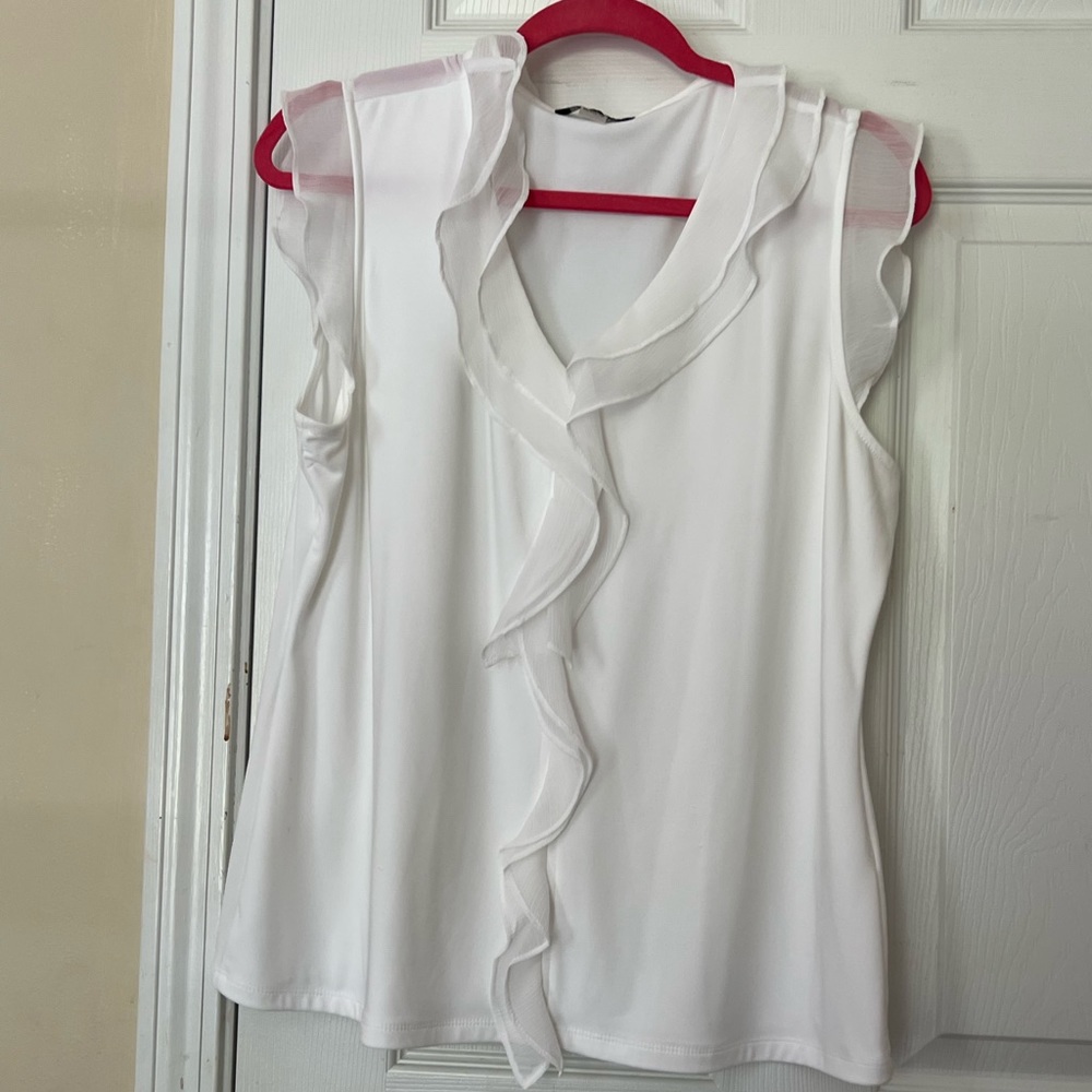 Elegant White Ruffled Women's Top